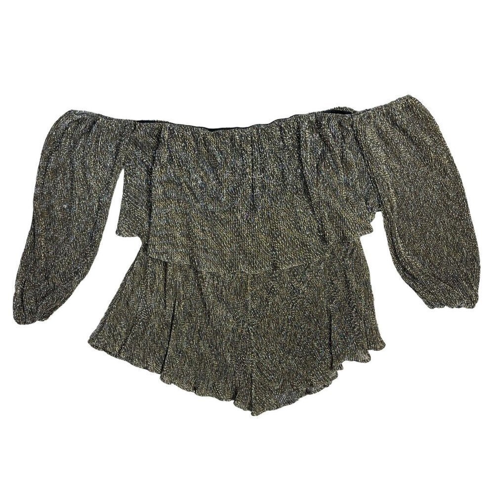 Bluebell Women's Cold Shoulder Romper Gold Silver Shimmer Metallic Size 3XL
